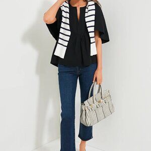 Tuckernuck Pomander Place  Black Finley Flutter Sleeve Top - Size Small